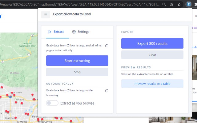 Export Zillow Data to Excel